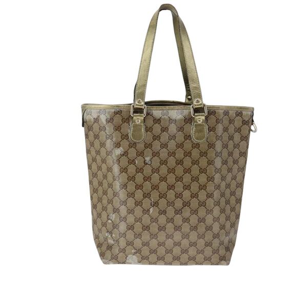 GUCCI GG Crystal Tote Bag Coated Canvas Beige Gold - Picture 3 of 12